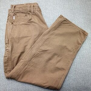 Carhartt B159 MUS Mens 34x29 Brown Canvas Carpenter Work Pants Loose Fit